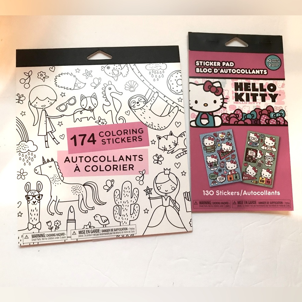 Hello Kitty Pink Sticker Pad - 130 Stickers and color your own sticker book